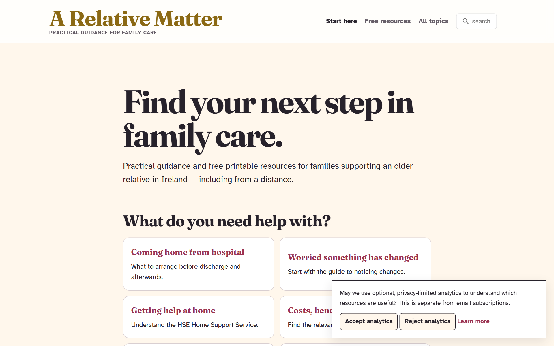 A Relative Matter: practical guidance for family carers in Ireland
