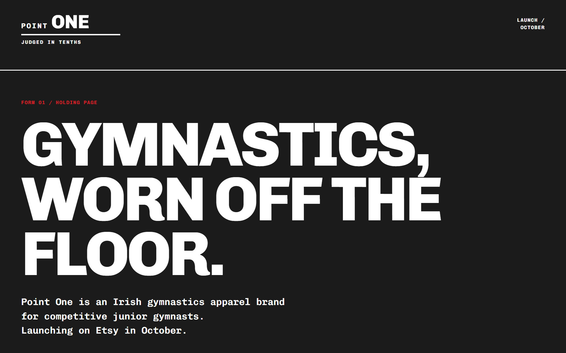 Point One landing page: gymnastics, worn off the floor